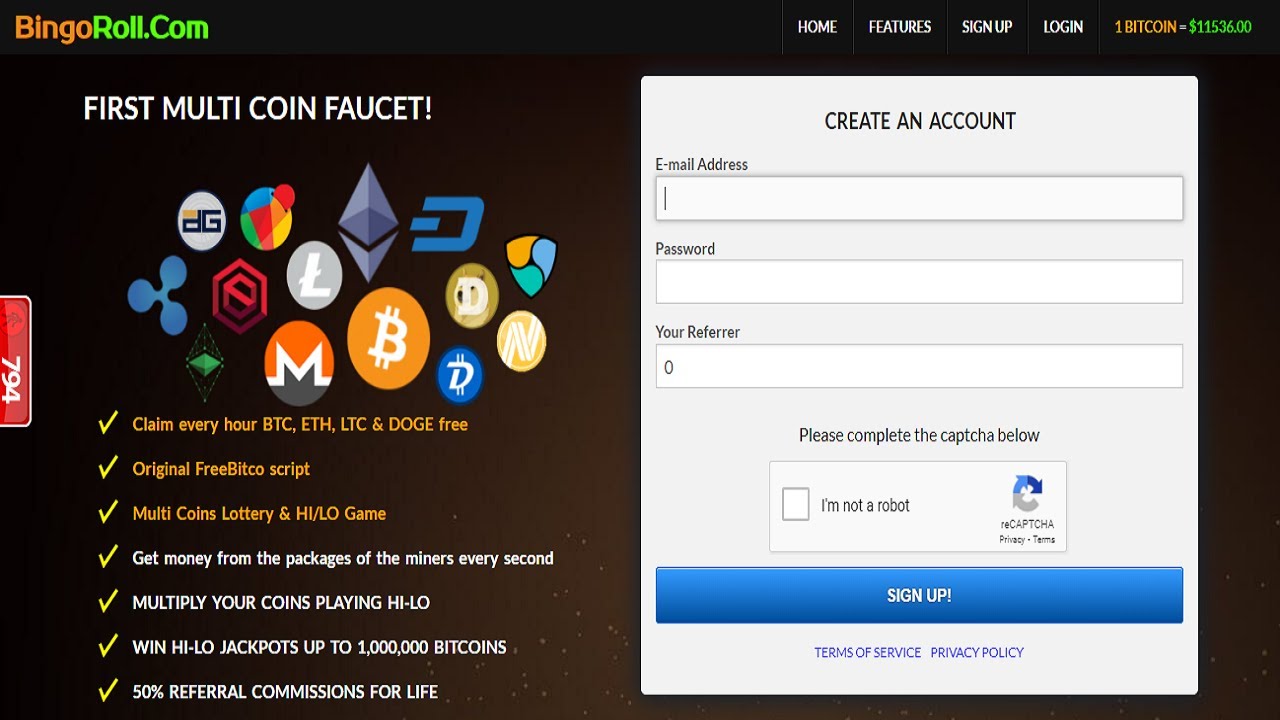 Bingoroll-Claim every hour BTC, ETH, LTC & DOGE free-Daily Earn 0.001BTC-Zero Investment